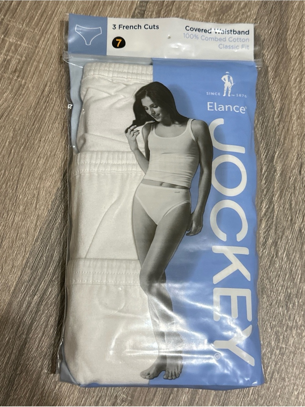 Jockey 292188 Elance French Cut 3 Pack Underwear 1487, Size 7 Large White